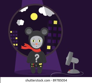 Super Hero Cat In Mouse Suit
