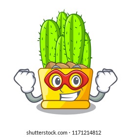 Super hero cereus cactus bouquet on character cartoon