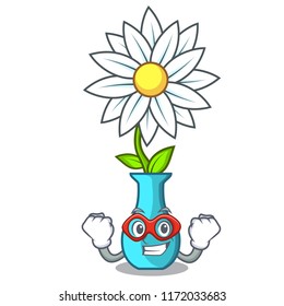 Super hero character cartoon glass vase with flowers