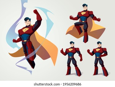 super hero character mascot set