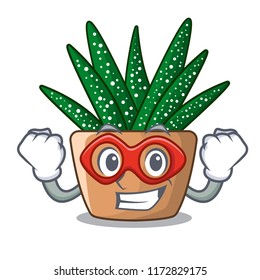 Super hero character small zebra cactus plant on pot