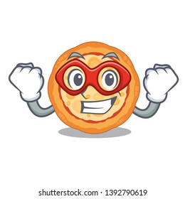 Super hero cheese pizza isolated with the mascot