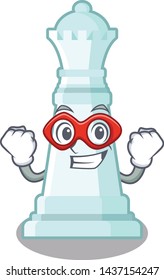 Super hero chess queen on the mascot chessboard