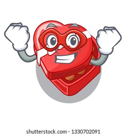 Super hero choclate heart box in shape mascot