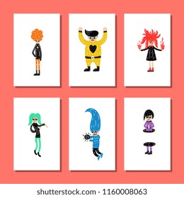 Super Hero Chracter Set. Super Kid Vector Illustration. Childish Print