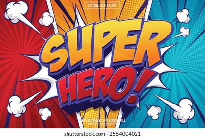 Super hero comic cartoon style 3D editable text effect