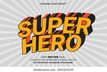Super Hero cómic pop up estilo retro efecto de texto editable vector