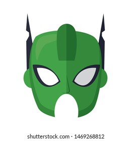 super hero comic retro green mask isolated cartoon vector illustration graphic design