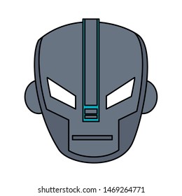 super hero comic retro robot cyborg mask isolated cartoon vector illustration graphic design
