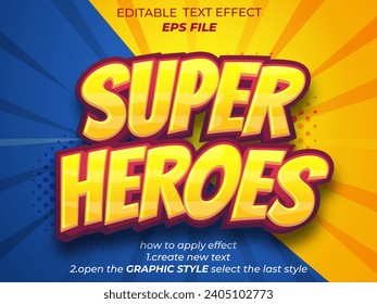 super hero comic  text effect, font editable, typography, 3d text. vector template