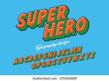 vector de diseño de tipografía de super héroe cómico e ilustración