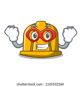 Super hero construction helmet character cartoon