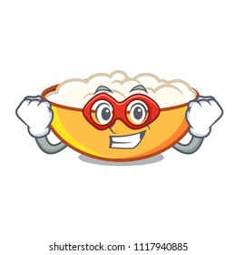 Super hero cottage cheese character cartoon