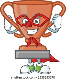 Super hero cup bronze trophy for win collection.