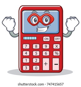 Super hero cute calculator character cartoon