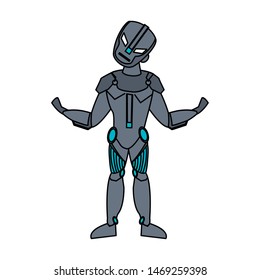 super hero cyborg robot man comic retro cartoon vector illustration graphic design