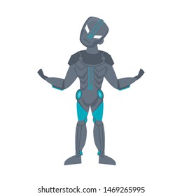 super hero cyborg robot man comic retro cartoon vector illustration graphic design