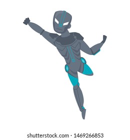 super hero cyborg robot man comic retro cartoon vector illustration graphic design