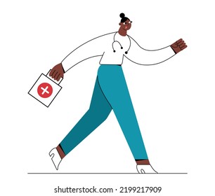 Super Hero doctor. Worker cape african-american person.