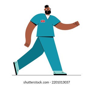 Super Hero doctor. Worker cape african-american person.