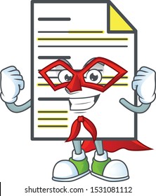 Super Helden Dokument in der Cartoon Charakter Maskottchen.