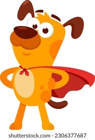 Super Hero Dog Cartoon Character. Vector Illustration Flat Design Isolated On Transparent Background