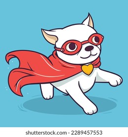 Super Hero Dog Flying. Cartoon Vector Illustration