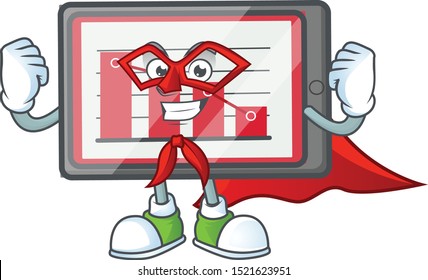 Super hero down chart horizontal table in cartoon character.
