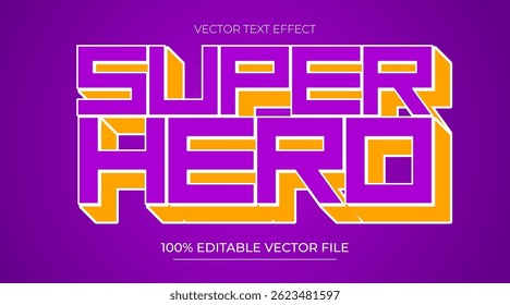 Efeito de texto editável Super Hero no estilo de texto Néon Roxo Futurista