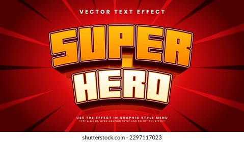 Efecto de estilo de texto modificable para superhéroe. Efecto de texto vectorial.