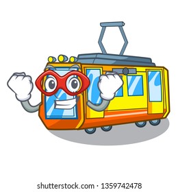 Super hero electric train isolated with the cartoon