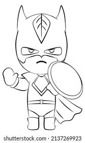 Super hero. Element for coloring page. Cartoon style.