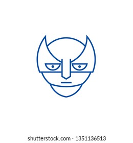 Super hero emoji line icon concept. Super hero emoji flat  vector symbol, sign, outline illustration.