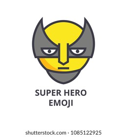 super hero emoji vector line icon, sign, illustration on background, editable strokes