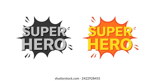 Iconos de explosión de superhéroes. Estilo plano. Iconos del vector