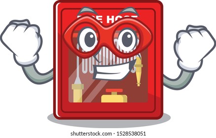 Super hero fire hose cabinet isolated with character