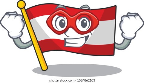 Super hero flag austria flying at cartoon pole