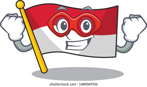 Super hero flag indonesia hoisted on cartoon poles