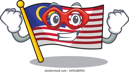 Super hero flag malaysia cartoon isolated with character