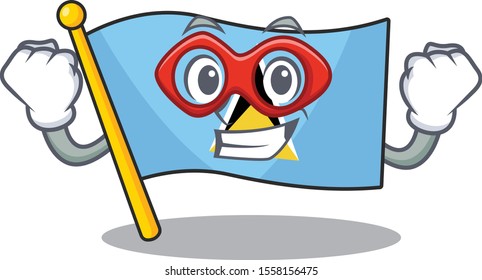 super hero flag saint lucia with character shape