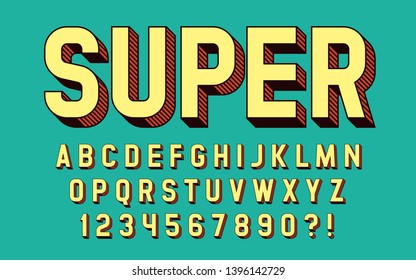 Super Hero Font 3d Effect Design Letters And Numbers Comic And Cartoon Style Vector Retro Alphabet