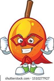 Super hero fresh jocote character mascot in cartoon