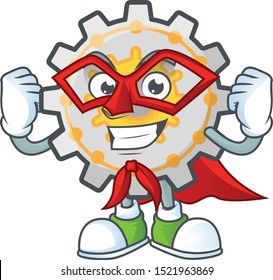 Super hero gear machine cartoon character with mascot