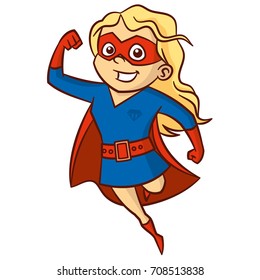 Super hero girl Cartoon character Isolated Vector illustration