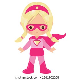 Super hero girl vector cartoon illustration