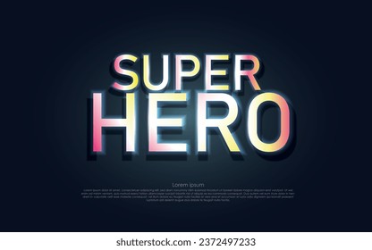 super hero glowing text design on dark background,super hero neon vector illustration element.