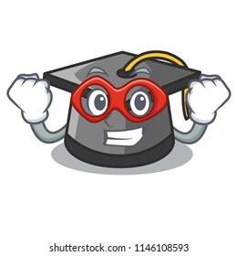 Super hero graduation hat character cartoon