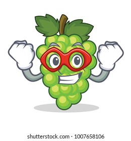 Super hero green grapes character cartoon