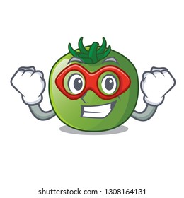 Super hero green tomato with the isolated cartoons