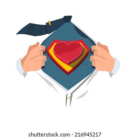 super hero with heart - vector illustration